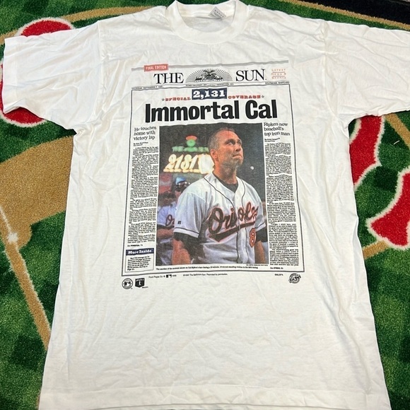 MLB 1995 Immortal Cal Ripken Baltimore Orioles Vintage T-shirt L Single-Stitch - Picture 1 of 5